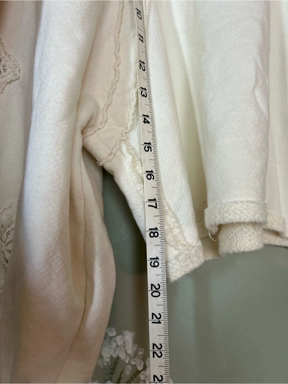 Free People Cream Long-Sleeve Lace-Inset Pullover Top